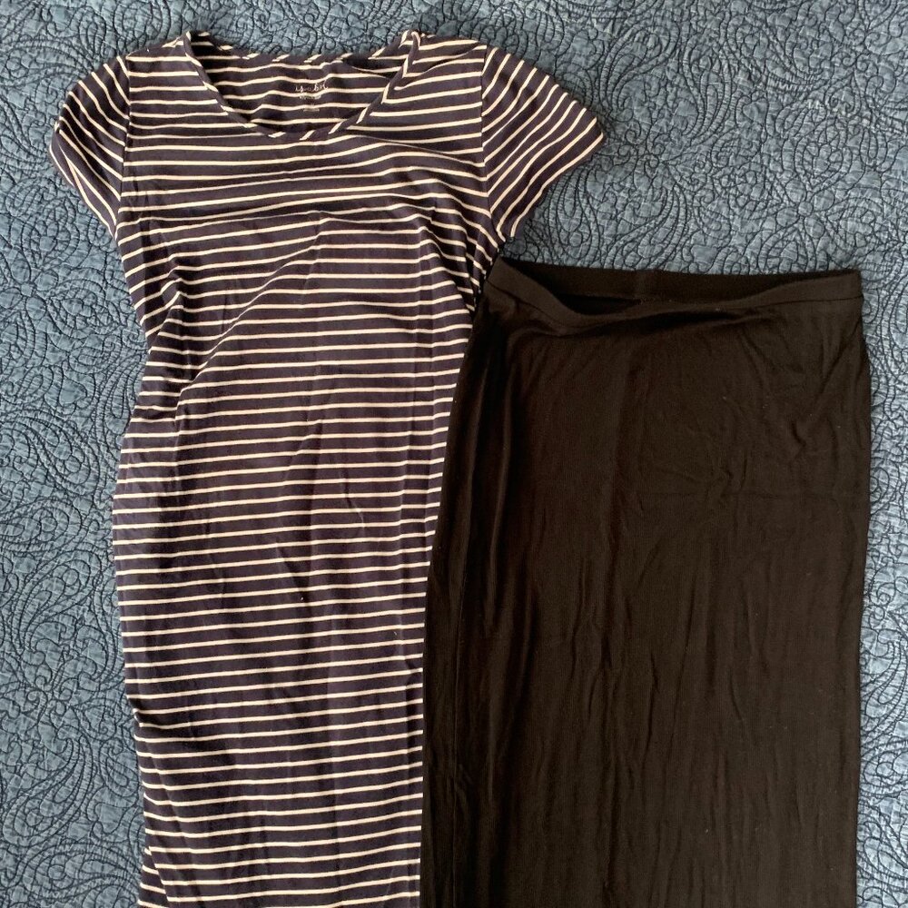 Midi length maternity dress and skirt bundle
